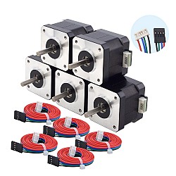 5 adet E Serisi Nema 17 Bipolar 42Ncm (59,49oz.in) 1,5A 42x42x38mm 4 Kablo, 1m Kablo ve Konnektör