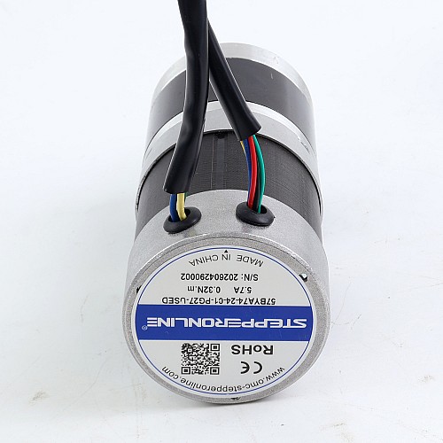 İkinci el - Çin stok - 24V 101W Yuvarlak Dişli Fırçasız DC Motor 6,90Nm (977,12oz.in) 27:1 Yuvarlak Planet Dişli Kutusu - 57BYA74-24-01-PG27-USED | StepperOnline